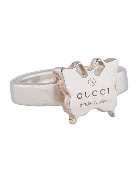 silver butterfly gucci ring